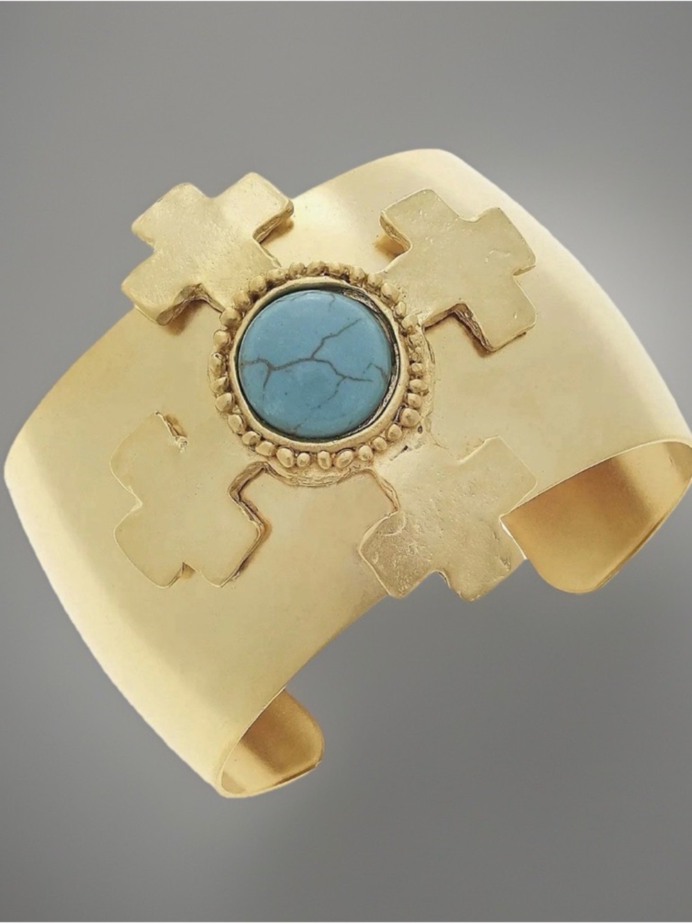 Susan Shaw 24k Gold Plated + Turquoise Maltese Cross Cuff NWT